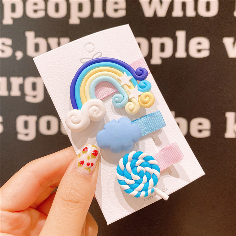 Wholesale Children's Flower Side Clip Colorful Cute Princess Candy Color Hair Clips